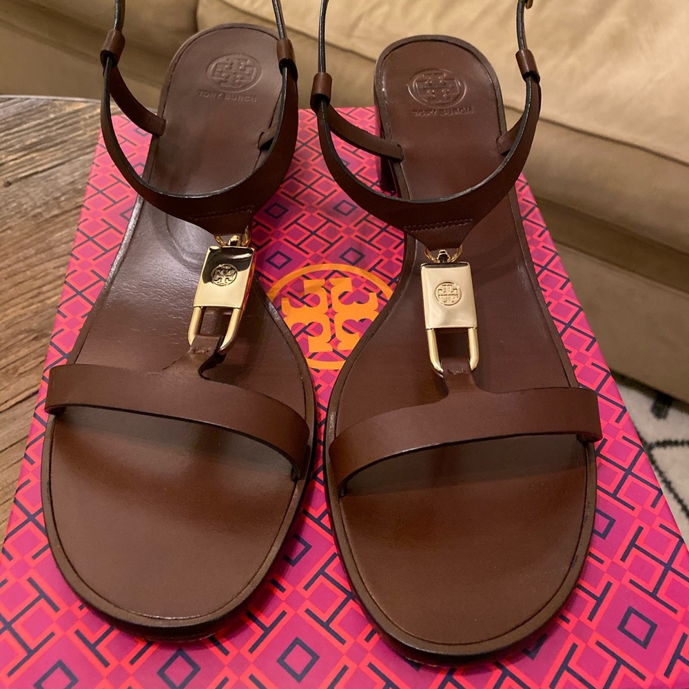 Tory Burch Padlock 45MM Sandal - Almond